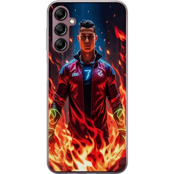 Samsung Galaxy A14 5G Gennemsigtig cover Ronaldo Inferno - fodboldhelt i flammer