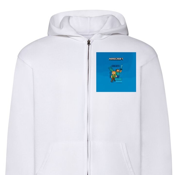 Zip-Hoodie | Hættetrøje med Lynlås til Voksne Minecraft Huler hvid M
