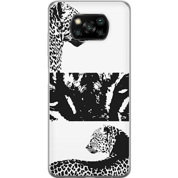 Xiaomi Poco X3 NFC Genomskinligt Skal Leopard Faces – trendigt mönster med leopardansikten