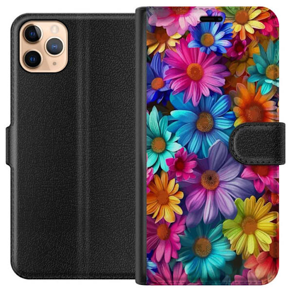 Apple iPhone 11 Pro Max Plånboksfodral Gerbera Blommor Färgglad Dekor Blommotiv Populärt Heminredning Färg Rik Väggkonst Design