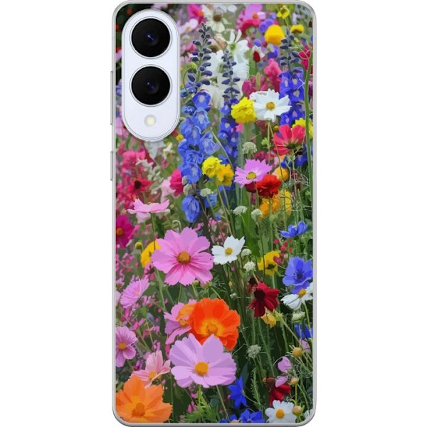 Samsung Galaxy S25 Edge Läpinäkyvä kuori Kukkakuvioinen mobiilikuori kesäisellä niityllä ja luontomaisemalla