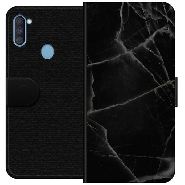 Samsung Galaxy A11 Tegnebogsetui Sort marmor