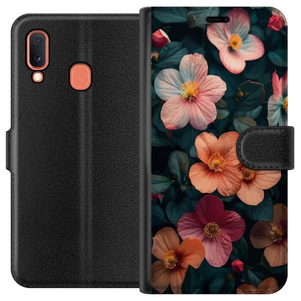 Kompatibelt Plånboksfodral till Samsung Galaxy A20e Blommor