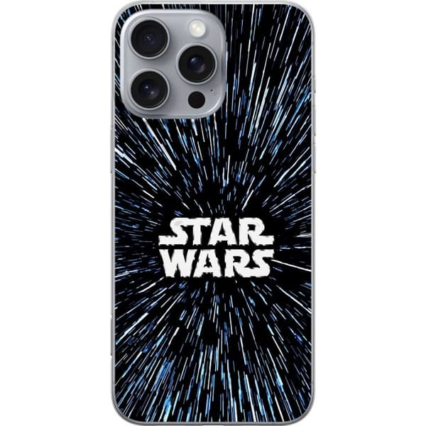 Kompatibelt Mobildeksel til Apple iPhone 16 Pro Max Star Wars-logo med hyperspace-stjerner i ikonisk sci-fi-design svart