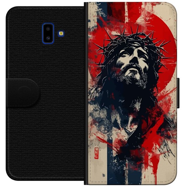 Samsung Galaxy J6+ Tegnebogsetui Jesus med kors - kristent mot