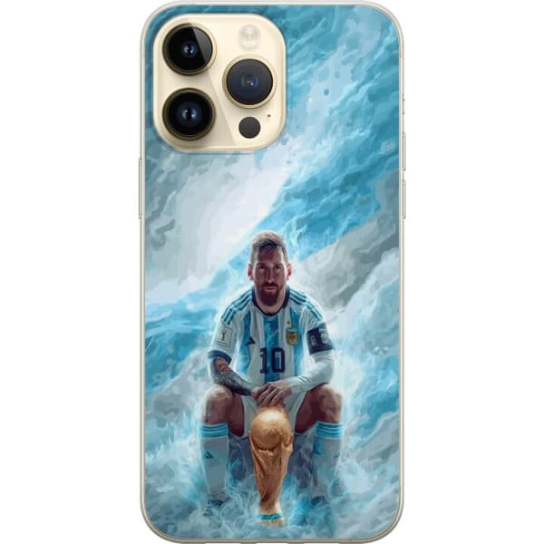 Kompatibelt Mobildeksel til Apple iPhone 14 Pro Max Lionel Messi Världsmästare blå