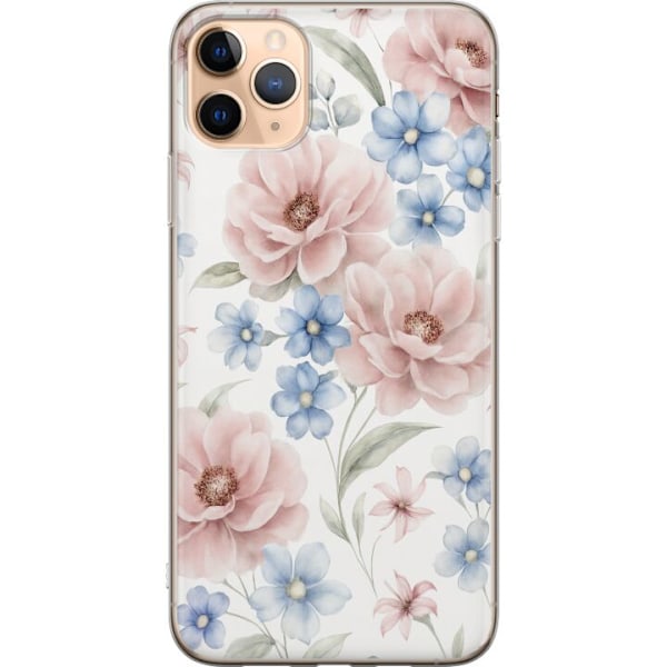 Apple iPhone 11 Pro Max Läpinäkyvä kuori Romanttiset kukat