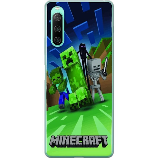 Sony Xperia 10 IV Läpinäkyvä kuori Minecraft Creeper mobilskal i klassisk grön pixelstil
