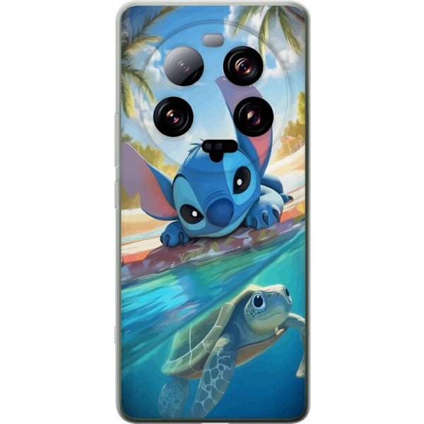 Xiaomi 13 Ultra Läpinäkyvä kuori Stitch kilpikonnalla - söpö sininen avaruusolento trooppisessa rantaympäristössä Disneyn tapaan