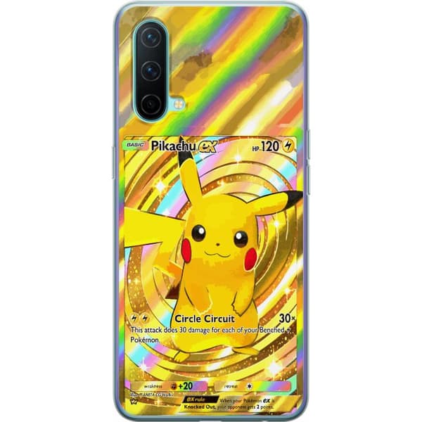 Kompatibelt Mobildeksel til OnePlus Nord CE 5G Gullig Pikachu EX samlebilde med regnbueeffekter gull