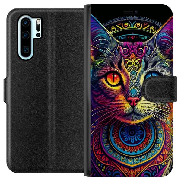 Kompatibelt Lommeboketui til Huawei P30 Pro Katt