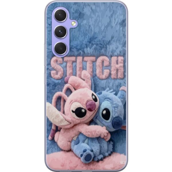 Kompatibel Mobilcover til Samsung Galaxy A54 Bløde lyserøde og blå Stitch-bamser med fluffy baggrund i sød kawaii-stil blå