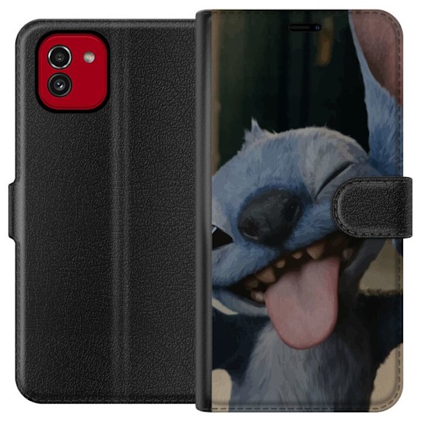 Samsung Galaxy A03 Lompakkokotelo Stitch Söpö Alien - Sinine