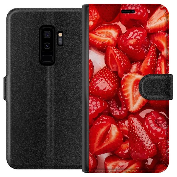 Samsung Galaxy S9+ Tegnebogsetui Jordbærmønster - sødt moti