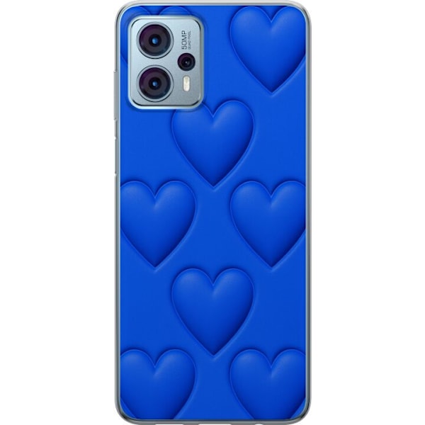 Motorola Moto G23 Gennemsigtig cover Blå Hjerter