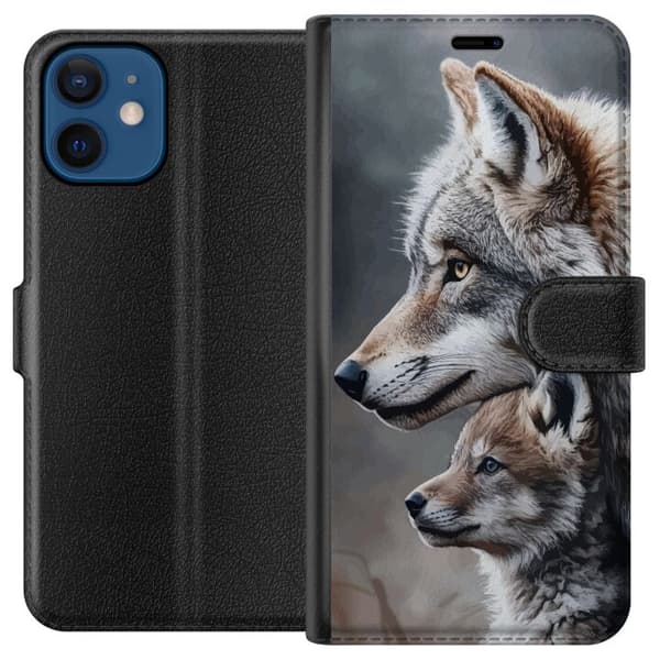Kompatibelt Plånboksfodral till Apple iPhone 12 Vargar Vilda Wolf Djur Mystik