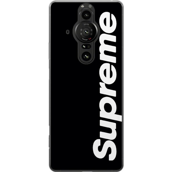 Sony Xperia Pro-I Gennemsigtig cover Supreme Sort Hvid Streetwear Design Klassisk Modeikon Trend Urban Stil Grafiskt Motiv Populær