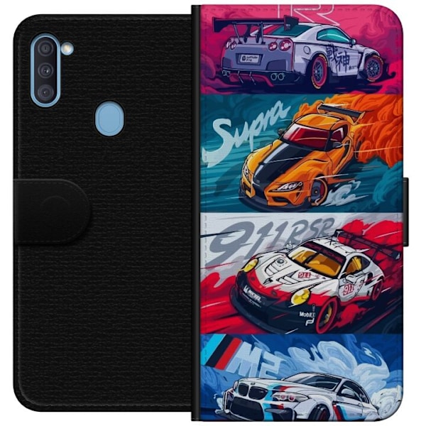Samsung Galaxy A11 Lompakkokotelo Nopeat Autot - Piirretty Kuv