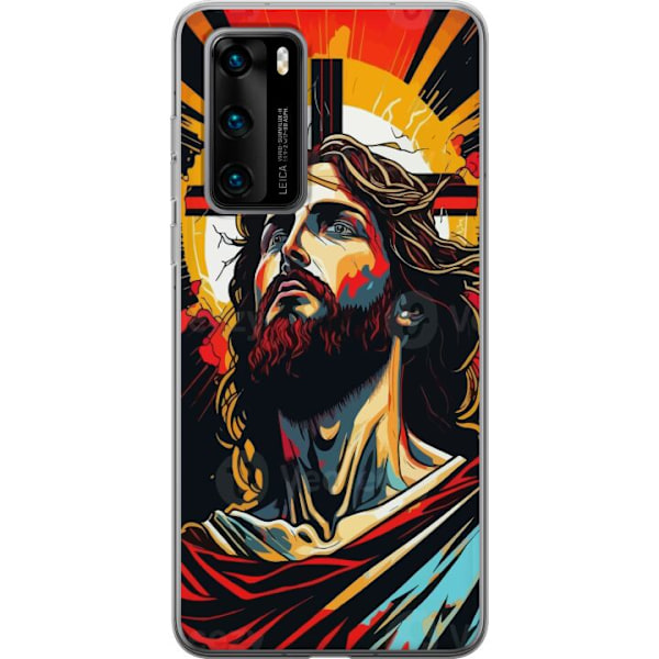 Huawei P40 Genomskinligt Skal Jesus & Kort – religiöst moti