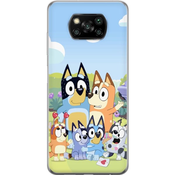 Xiaomi Poco X3 NFC Genomskinligt Skal Bluey mobilskal med hela familjen i färgglad design