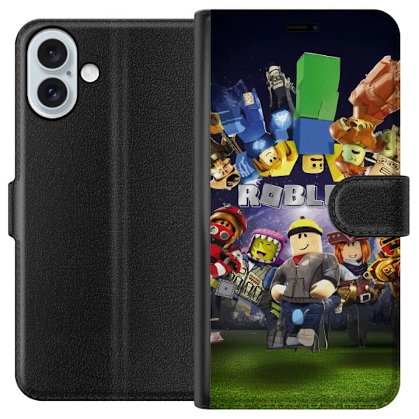 Apple iPhone 16 Plus Plånboksfodral Roblox Värld – Gamingäventyr för Barn & Ungdomar