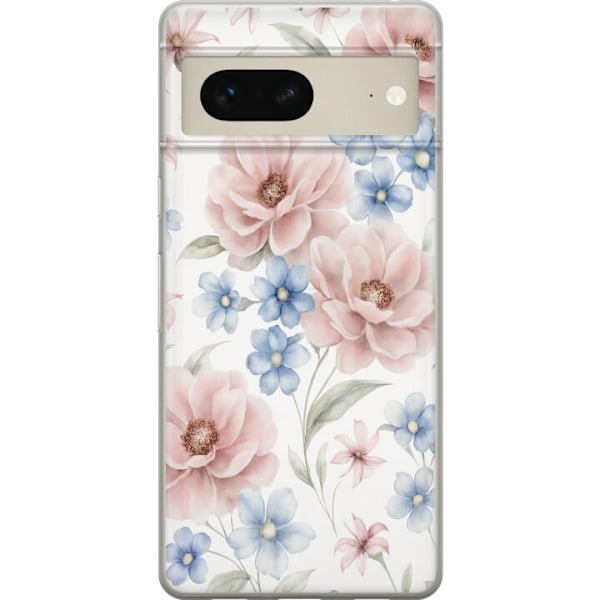 Google Pixel 7 Genomskinligt Skal Romantiska blommor