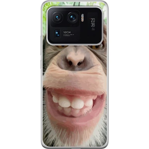 Xiaomi Mi 11 Ultra Läpinäkyvä kuori Simpanssi Selfie Rauhallinen Graafinen Suunnittelu Apinan Aihe Suosittu Urban Art Tyyli