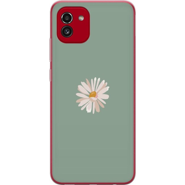 Samsung Galaxy A03 Genomskinligt Skal Grön Minimalblomma –