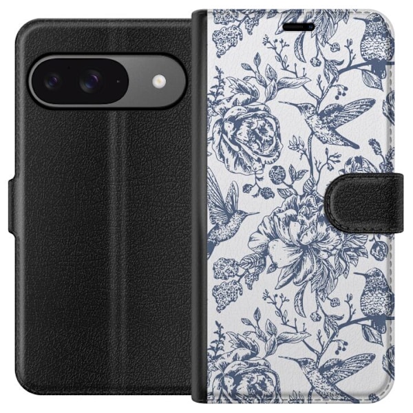Google Pixel 9 Plånboksfodral Blomster & Fåglar – romantis