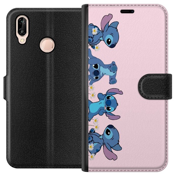 Huawei P20 lite Plånboksfodral Stitch Skratt & Bus – Perfekt för Mobilskal eller Poster