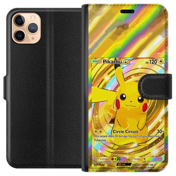Kompatibelt Lommeboketui til Apple iPhone 11 Pro Max Gullig Pikachu EX samlebilde med regnbueeffekter gull
