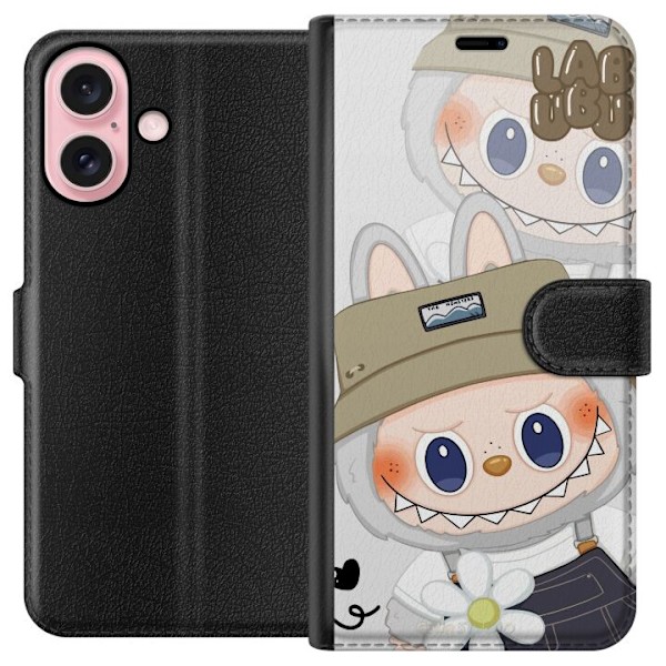 Apple iPhone 16 Tegnebogsetui Labubu Minimal Mood - Enkel og stilren monsterdesign