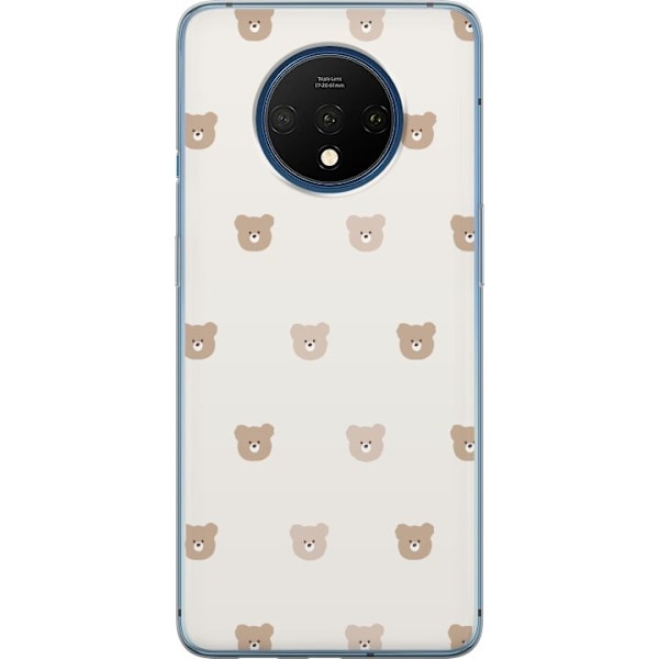 OnePlus 7T Läpinäkyvä kuori Teddy-tausta - söpöt teddykarhut pehmeällä taustalla