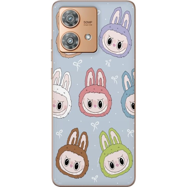 Motorola Edge 40 Neo Gennemsigtig cover Pastel Labubu