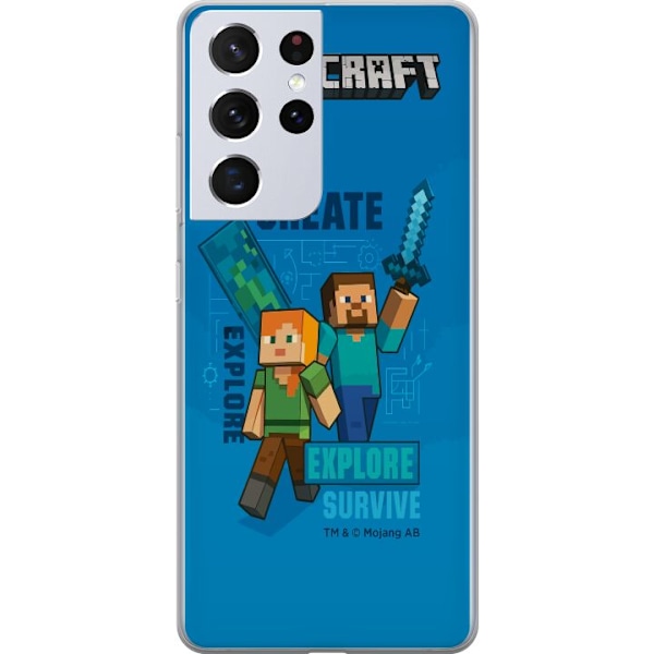 Samsung Galaxy S21 Ultra 5G Genomskinligt Skal Minecraft Caves