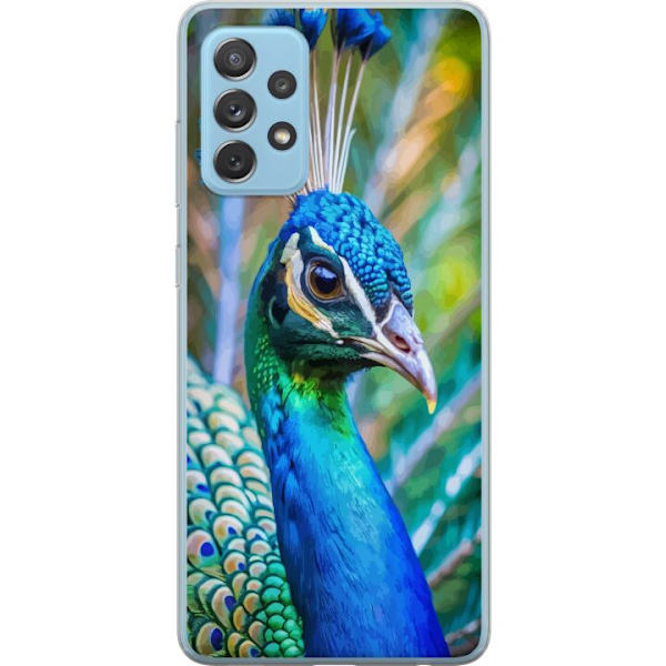 Samsung Galaxy A72 5G Läpinäkyvä kuori Pavun Sulat Värikäs Design Lintuaihe Eksoottinen Graafinen Suunnittelu Luonto Ylellinen Koristelu