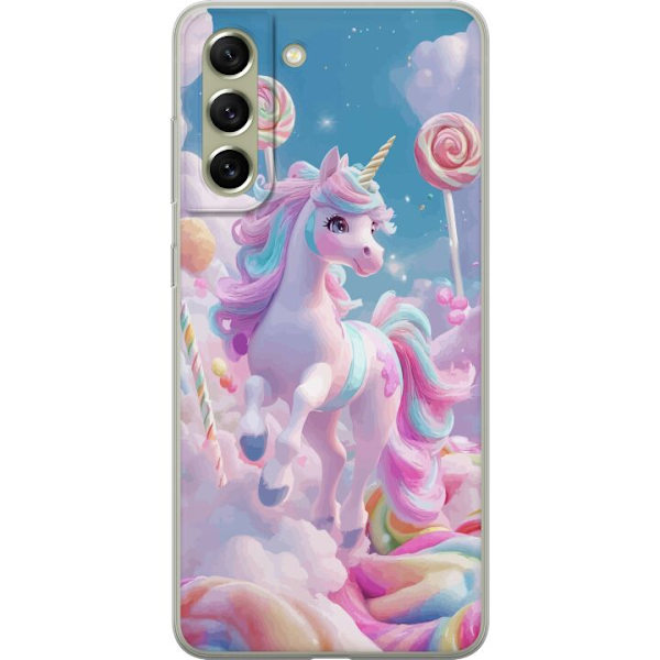 Samsung Galaxy S21 FE 5G Läpinäkyvä kuori Yksisarvinen Candy Pastel Kawaii Suunnittelu Söpö Suosittu Väri Graafinen Trendi Lapsen Teema Fantasia