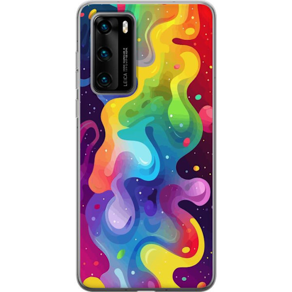 Huawei P40 Genomskinligt Skal Color Splash Abstrakt Konst Design Färgstarkt Mönster Modern Populär Väggkonst Grafiskt Trend