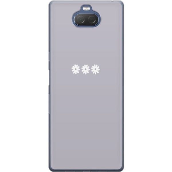 Sony Xperia 10 Plus Genomskinligt Skal Lila Blomminimalism – stilrent blommotiv på lila bakgrund