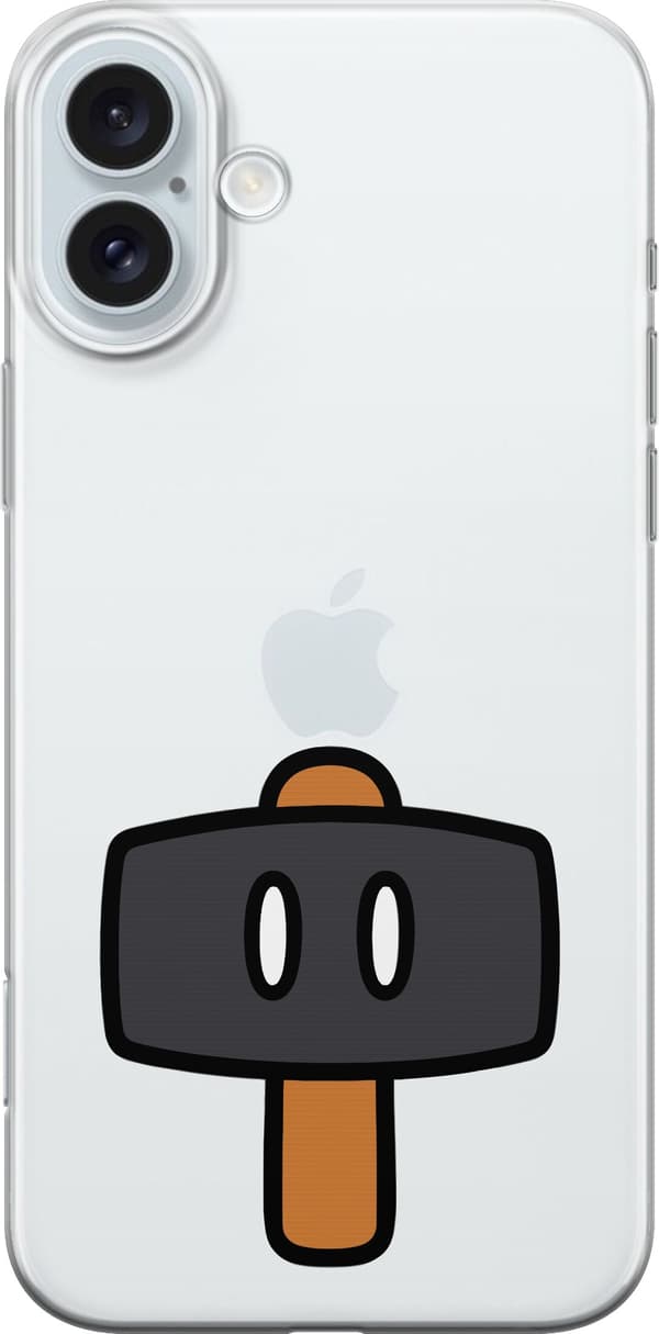 Kompatibel Mobilcover til Apple iPhone 16 Plus Sort spillehammer - Sort motiv med sort hammer. sort