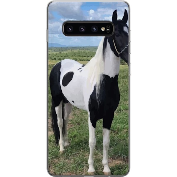 Samsung Galaxy S10 Genomskinligt Skal Hästmagi – stiliserad häst i lugn färgskala