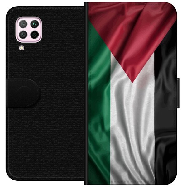 Huawei P40 lite Plånboksfodral Palestinaflaggan – ikoniskt frihetsmotiv i rött, svart, vitt och grönt