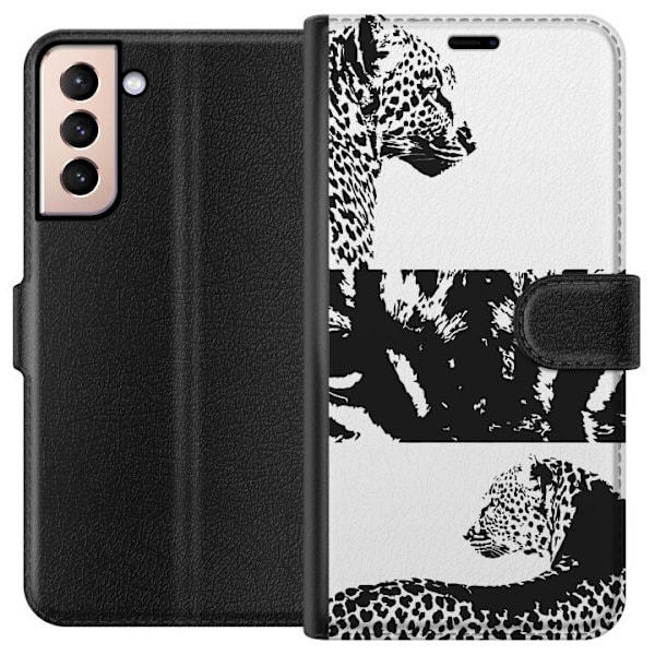 Samsung Galaxy S21 Lompakkokotelo Leopard Faces