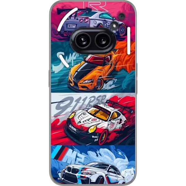 Nothing Phone (2a) Plus Läpinäkyvä kuori Nopeat Autot - Piirretty Kuvio Toiminnalla