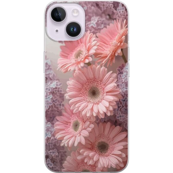 Kompatibelt Mobildeksel til Apple iPhone 15 Blomsterdesign Rosa Blomster