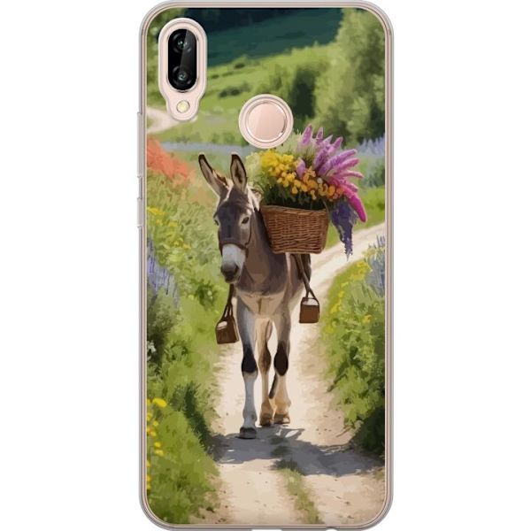 Huawei P20 lite Läpinäkyvä kuori Aasi Eläinaihe Rauhallinen Suunnittelu Luontoaihe Suosittu Koristelu Huumori Graafinen Eläinteema Eksoottinen