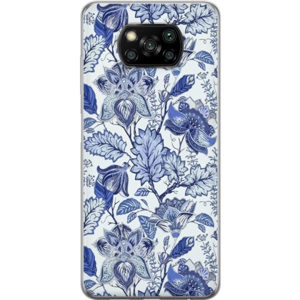 Xiaomi Poco X3 NFC Gennemsigtig cover Blomster Blå...