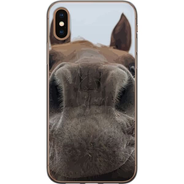 Kompatibelt Mobildeksel til Apple iPhone X Morsomt nærbilde av mule og snute på en brun hest med ørene synlige brun