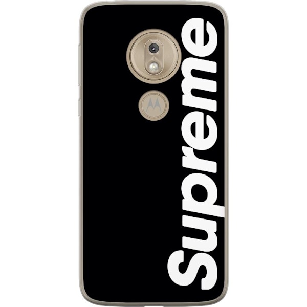 Motorola Moto G7 Play Gennemsigtig cover Supreme Sort Hvid Streetwear Design Klassisk Modeikon Trend Urban Stil Grafiskt Motiv Populær