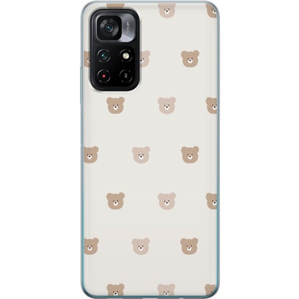 Xiaomi Poco M4 Pro 5G Läpinäkyvä kuori Teddy-tausta - söpöt teddykarhut pehmeällä taustalla